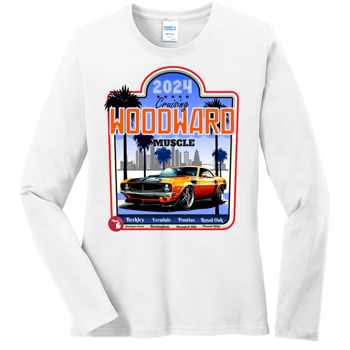 2024 Cruising Woodward Muscle Car Scenic Ladies Long Sleeve Shirt