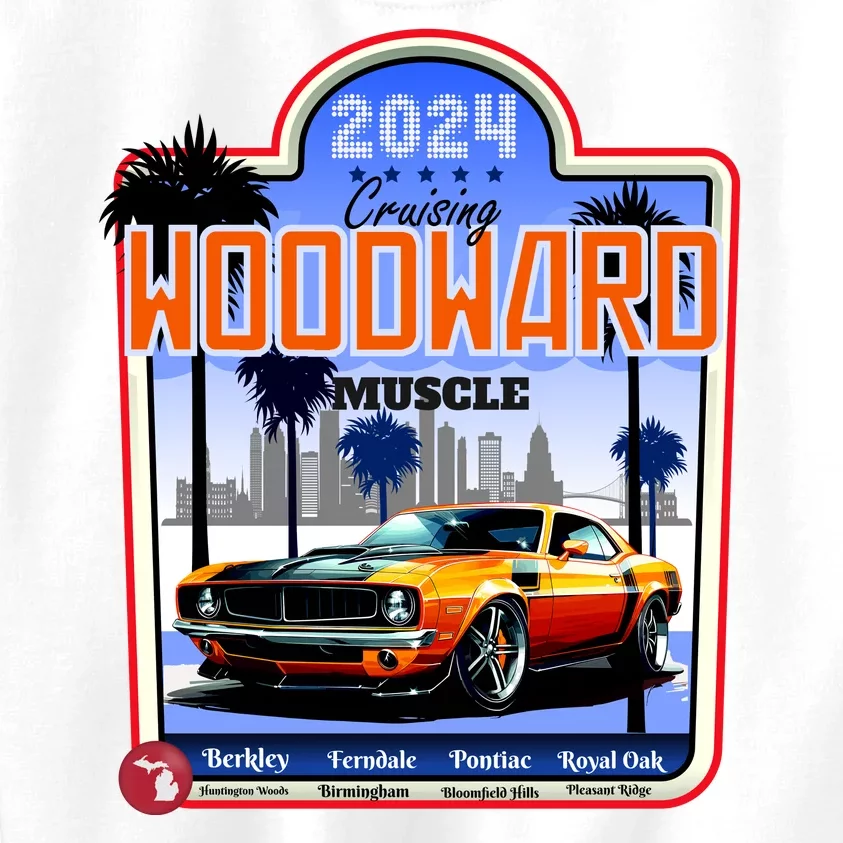 2024 Cruising Woodward Muscle Car Scenic Kids Sweatshirt