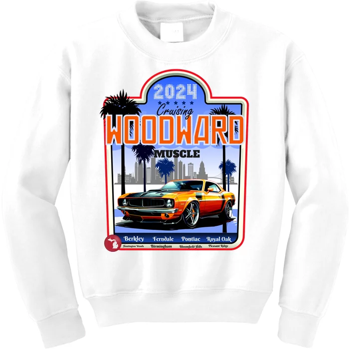 2024 Cruising Woodward Muscle Car Scenic Kids Sweatshirt