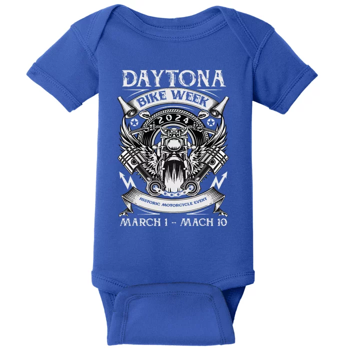 2024 Daytona Beach Bike Week Checkered Flag Baby Bodysuit