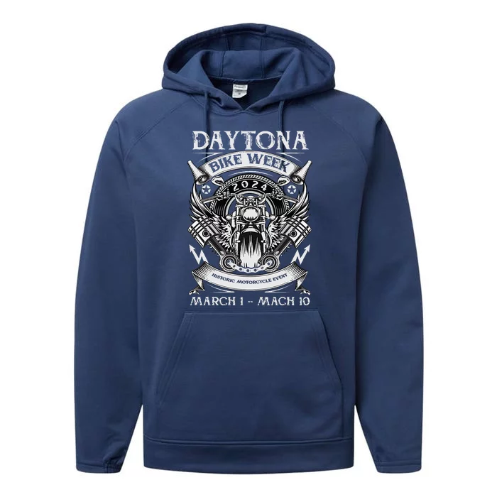 2024 Daytona Beach Bike Week Checkered Flag Performance Fleece Hoodie