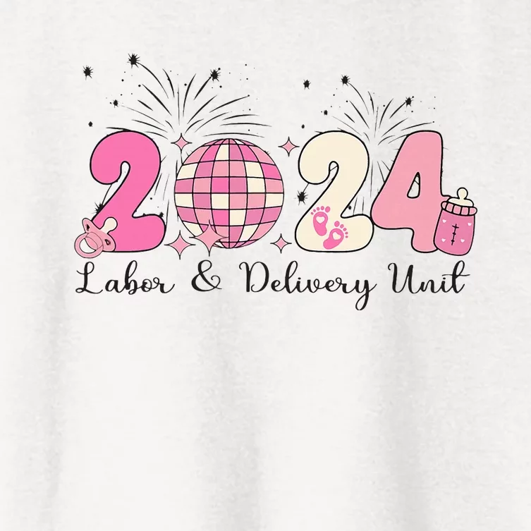 2024 Disco Ball Labor and Delivery New Years RN NP Women's Crop Top Tee