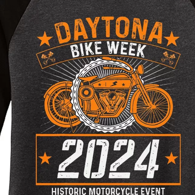 2024 Daytona Beach Bike Week Checkered Flag Women's Tri-Blend 3/4-Sleeve Raglan Shirt