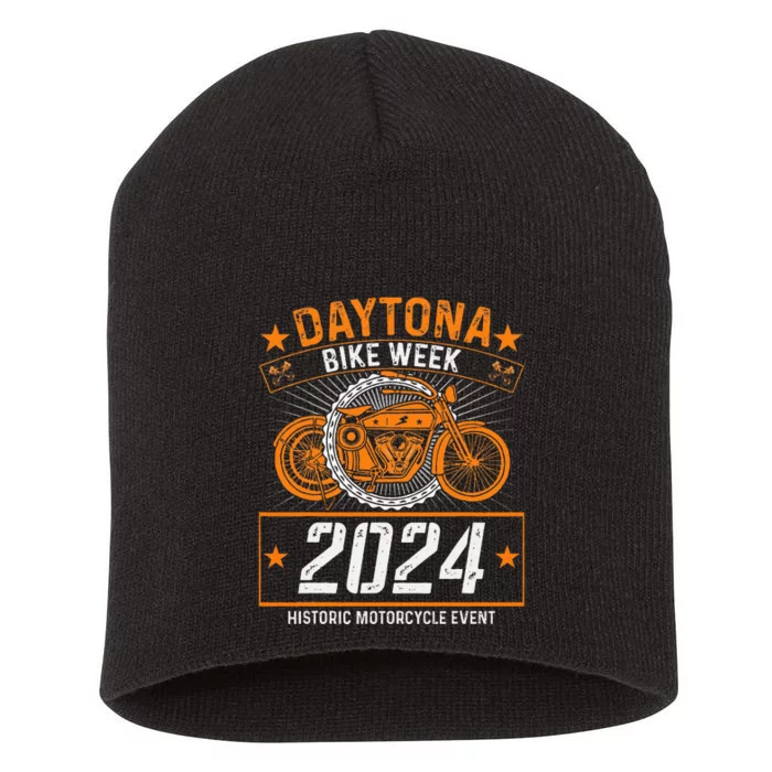 2024 Daytona Beach Bike Week Checkered Flag Short Acrylic Beanie