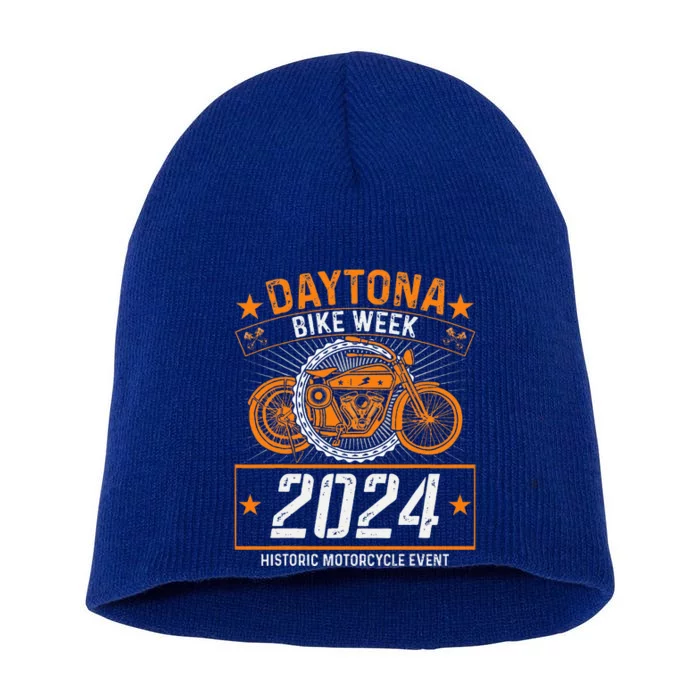 2024 Daytona Beach Bike Week Checkered Flag Short Acrylic Beanie