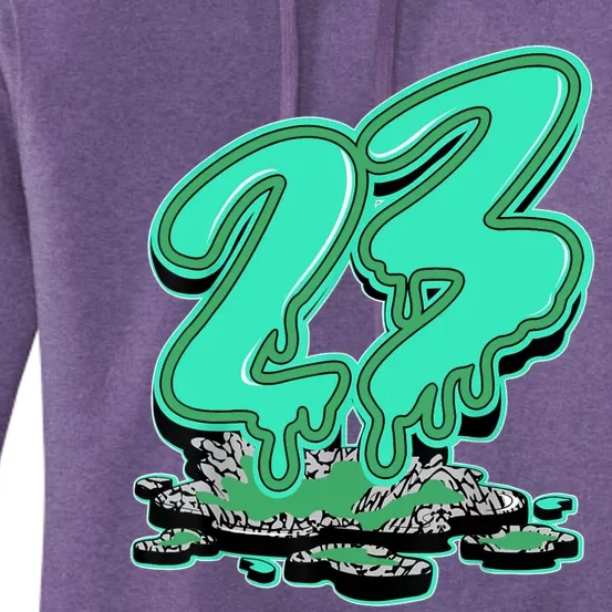 23 Drip Black Green Glow 3s Matching Women's Pullover Hoodie