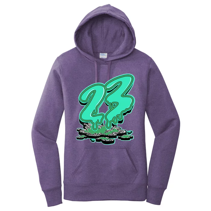 23 Drip Black Green Glow 3s Matching Women's Pullover Hoodie