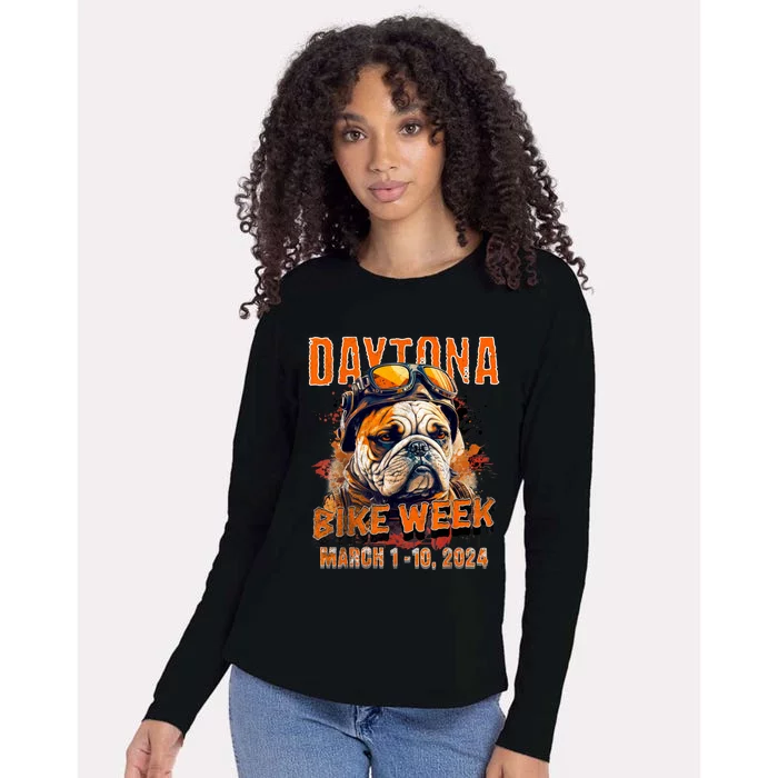 2024 Daytona Beach Bike Week Vintage Rally Art On Front Womens Cotton Relaxed Long Sleeve T-Shirt