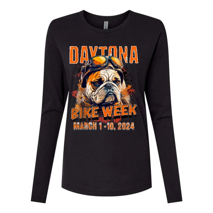 2024 Daytona Beach Bike Week Vintage Rally Art On Front Womens Cotton Relaxed Long Sleeve T-Shirt