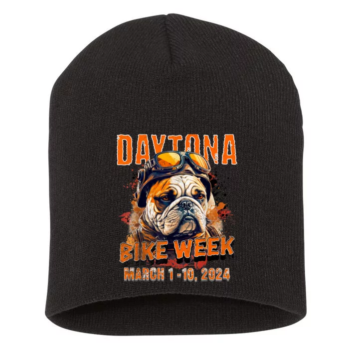 2024 Daytona Beach Bike Week Vintage Rally Art On Front Short Acrylic Beanie