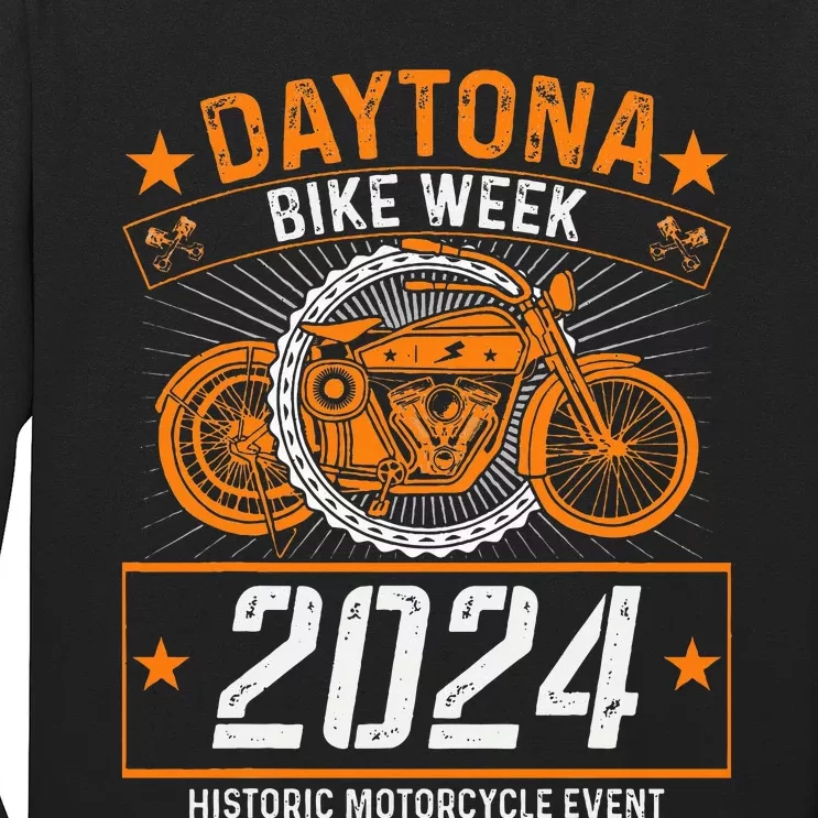 2024 Daytona Beach Bike Week Checkered Flag Design Long Sleeve Shirt