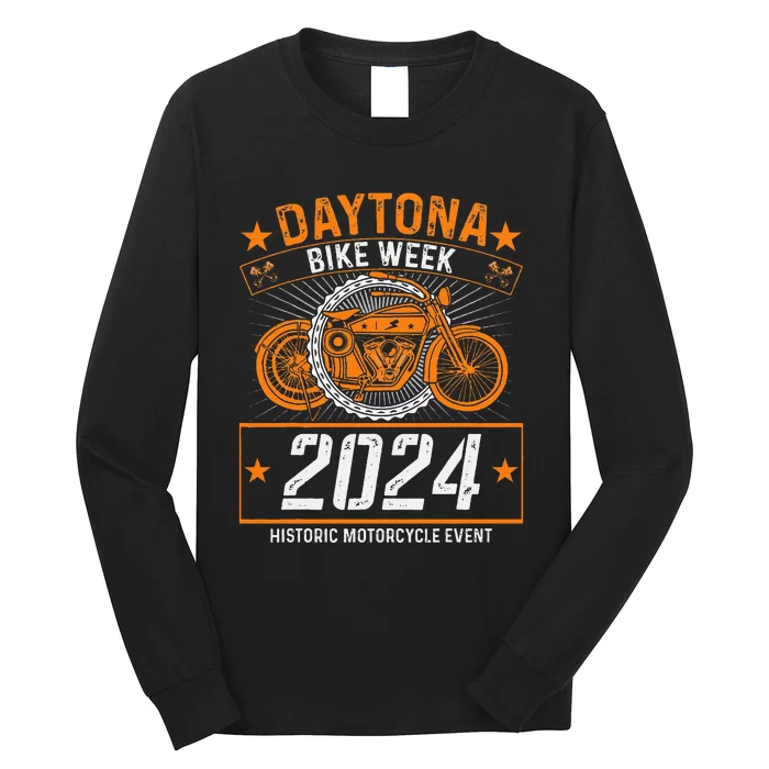 2024 Daytona Beach Bike Week Checkered Flag Design Long Sleeve Shirt