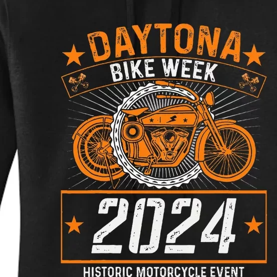 2024 Daytona Beach Bike Week Checkered Flag Design Women's Pullover Hoodie