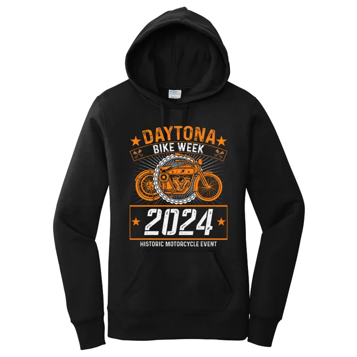 2024 Daytona Beach Bike Week Checkered Flag Design Women's Pullover Hoodie