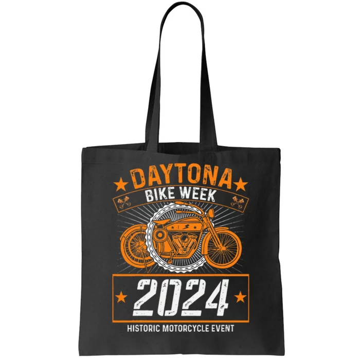 2024 Daytona Beach Bike Week Checkered Flag Design Tote Bag