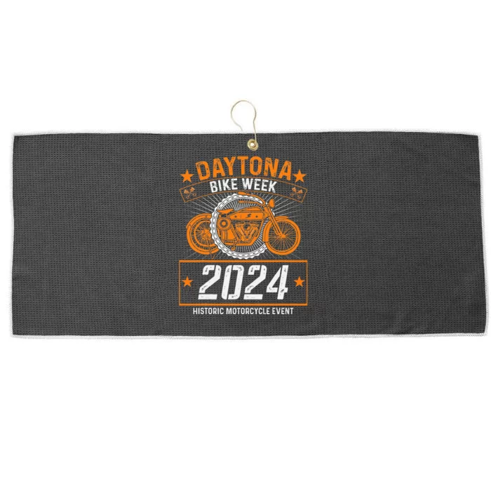 2024 Daytona Beach Bike Week Checkered Flag Design Large Microfiber Waffle Golf Towel