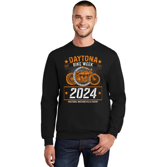 2024 Daytona Beach Bike Week Checkered Flag Design Tall Sweatshirt