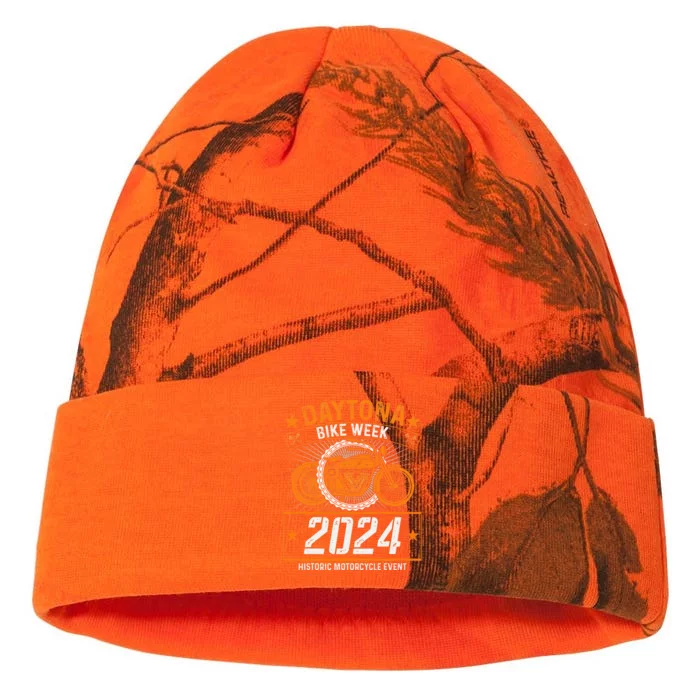 2024 Daytona Beach Bike Week Checkered Flag Design Kati - 12in Camo Beanie