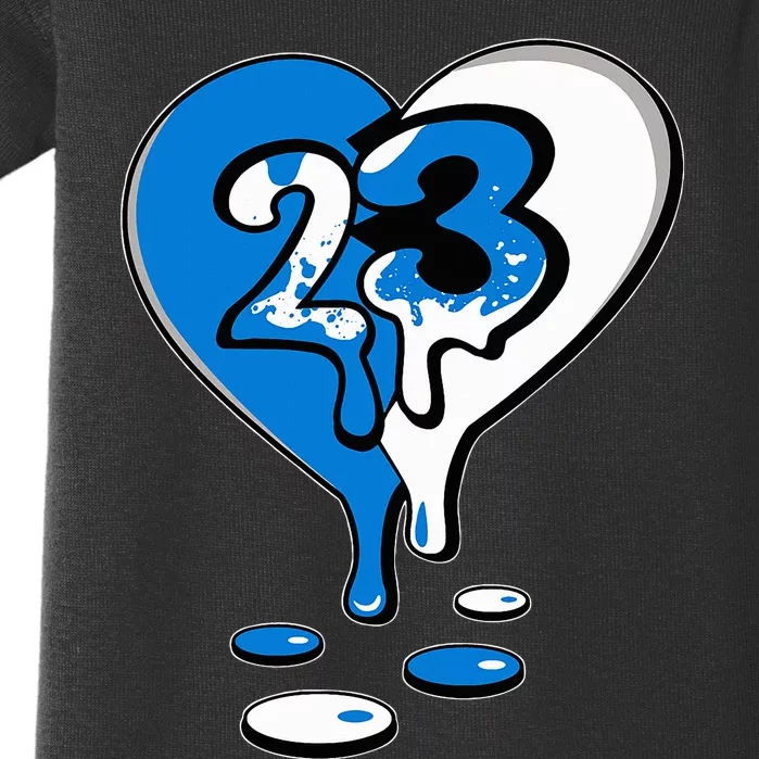 23 Drip Heart Military Blue 4s Matching Baby Bodysuit