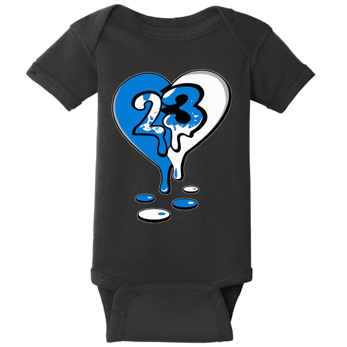 23 Drip Heart Military Blue 4s Matching Baby Bodysuit