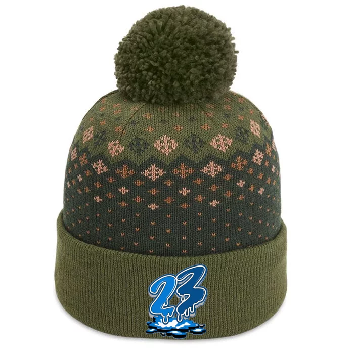 23 Drip Military Blue 4s Matching The Baniff Cuffed Pom Beanie