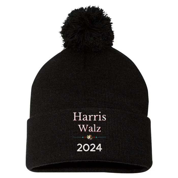 2024 Democratic Presidential Election Nominees Harris Walz Pom Pom 12in Knit Beanie