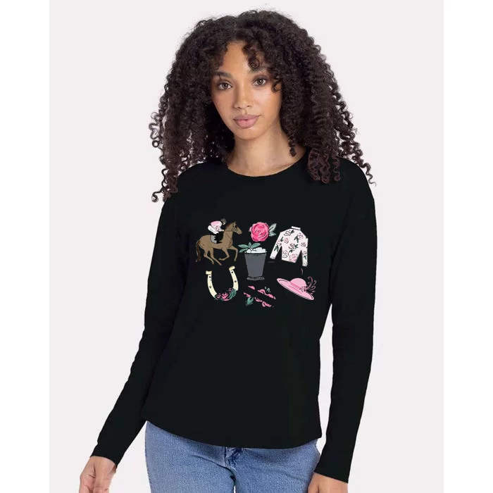 2024 Derby Vibes Horse Racing Horse Race Horse Lover Womens Cotton Relaxed Long Sleeve T-Shirt