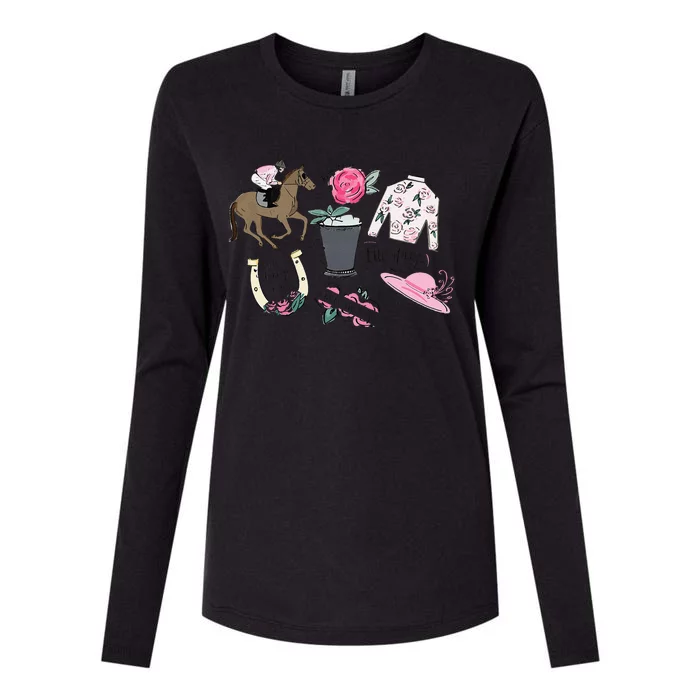 2024 Derby Vibes Horse Racing Horse Race Horse Lover Womens Cotton Relaxed Long Sleeve T-Shirt