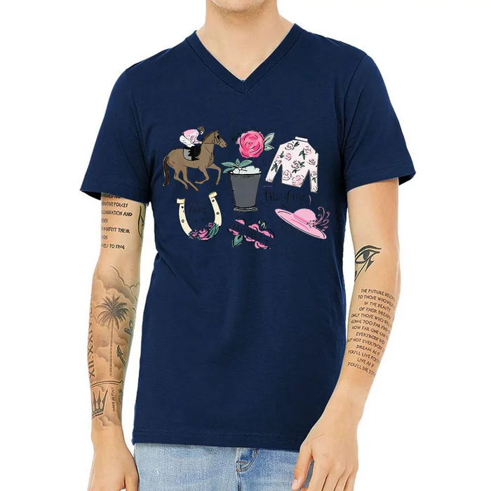 2024 Derby Vibes Horse Racing Horse Race Horse Lover V-Neck T-Shirt