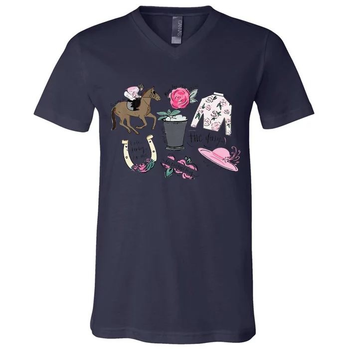 2024 Derby Vibes Horse Racing Horse Race Horse Lover V-Neck T-Shirt