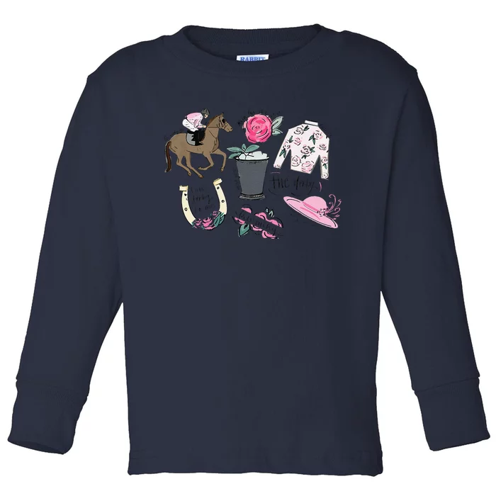 2024 Derby Vibes Horse Racing Horse Race Horse Lover Toddler Long Sleeve Shirt