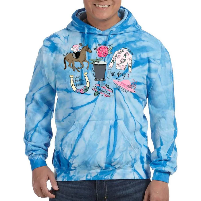 2024 Derby Vibes Horse Racing Horse Race Horse Lover Tie Dye Hoodie