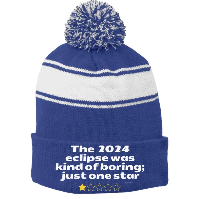 2024 Eclipse Stripe Pom Pom Beanie