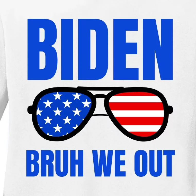 2024 Election Biden 2024 Bruh We Out Funny Joe Biden Ladies Long Sleeve Shirt