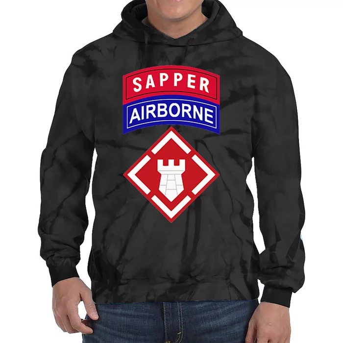 20th Engineer Brigade Patch W Airborne And Sapper Tab Tie Dye Hoodie