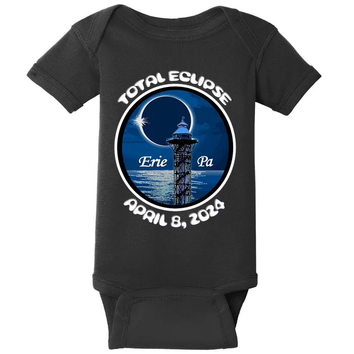 2024 Eclipse Erie Pa Tower Lake Ere April Path Of Totality Baby Bodysuit