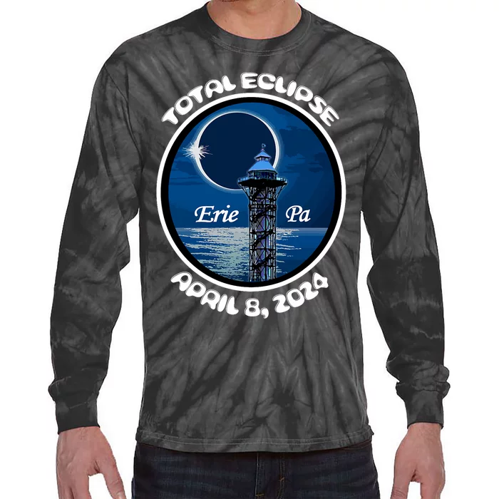 2024 Eclipse Erie Pa Tower Lake Ere April Path Of Totality Tie-Dye Long Sleeve Shirt