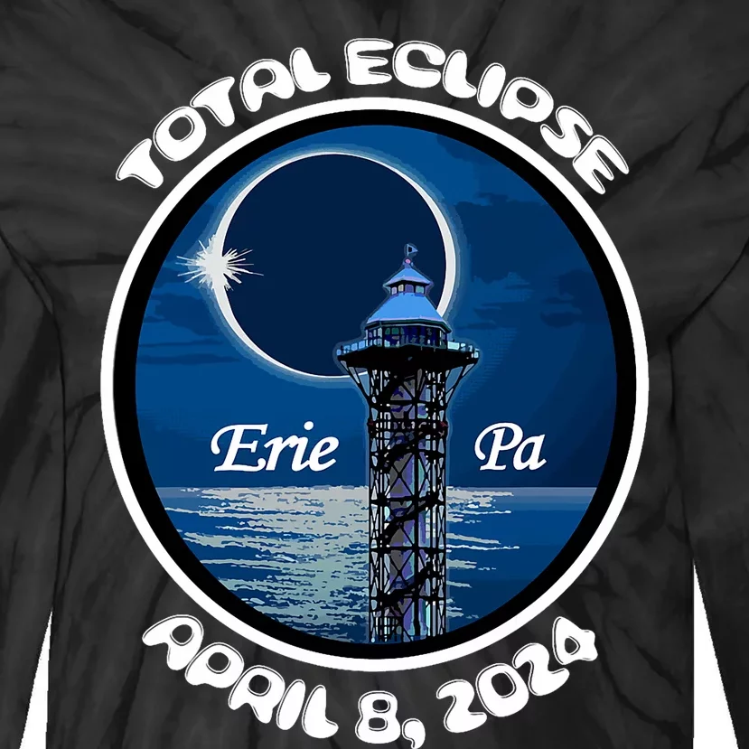 2024 Eclipse Erie Pa Tower Lake Ere April Path Of Totality Tie-Dye Long Sleeve Shirt