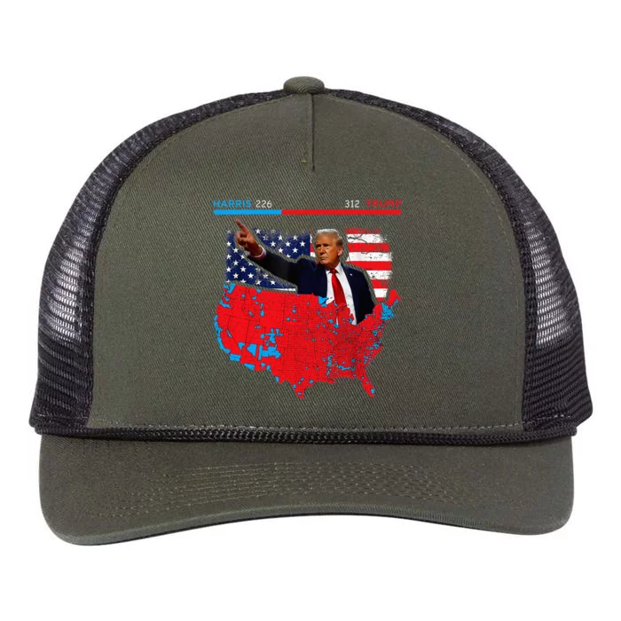 2024 Electoral Map Trump 312 Red 2024 Election Results Map Retro Rope Trucker Hat Cap