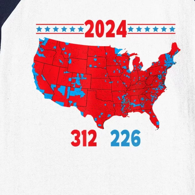 2024 Electoral Map Trump 312 Red 2024 Election Results Map Baseball Sleeve Shirt