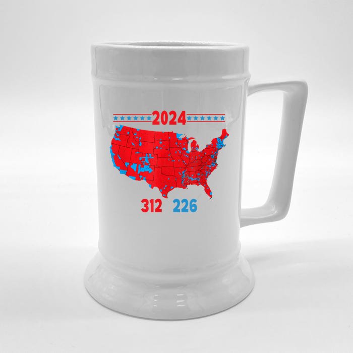 2024 Electoral Map Trump 312 Red 2024 Election Results Map Front & Back Beer Stein