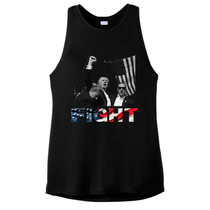 2024 Election Rally Fight Shot United States Patriotic Ladies Tri-Blend Wicking Tank