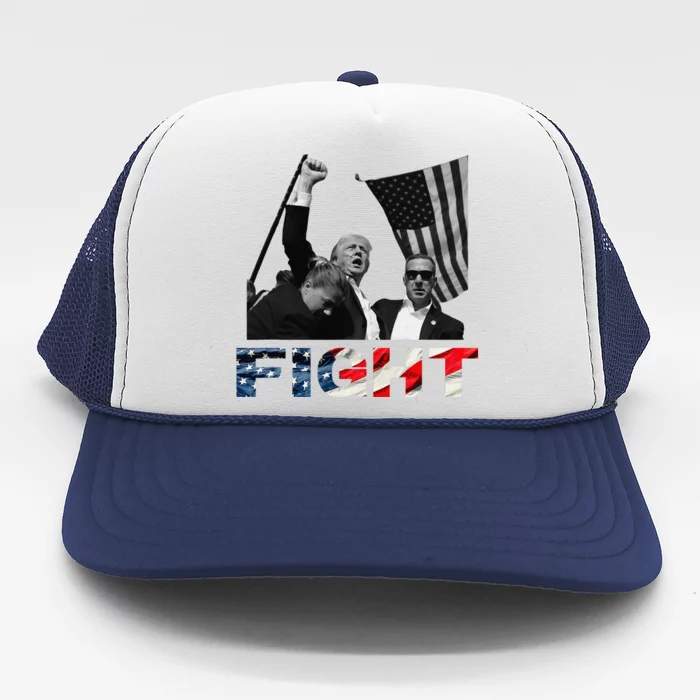 2024 Election Rally Fight Shot United States Patriotic Trucker Hat