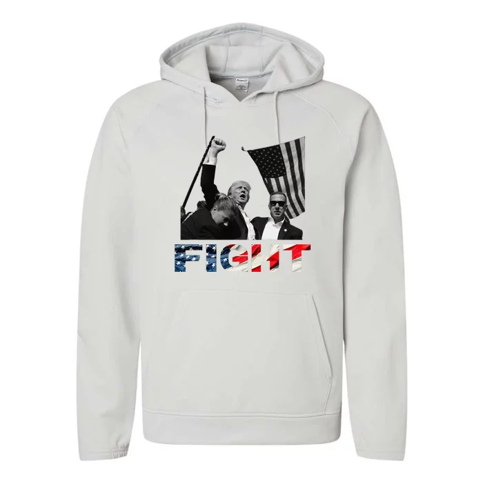 2024 Election Rally Fight Shot United States Patriotic Performance Fleece Hoodie