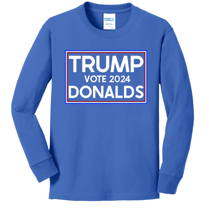 2024 Election Trump Donalds Supporter Gift Kids Long Sleeve Shirt