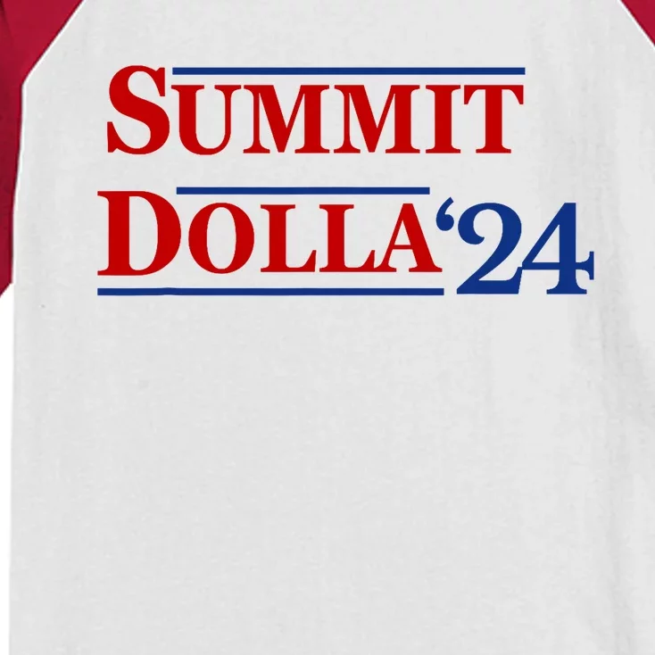 2024 Election Year Funny Name Summit Dolla 24 Kids Colorblock Raglan Jersey