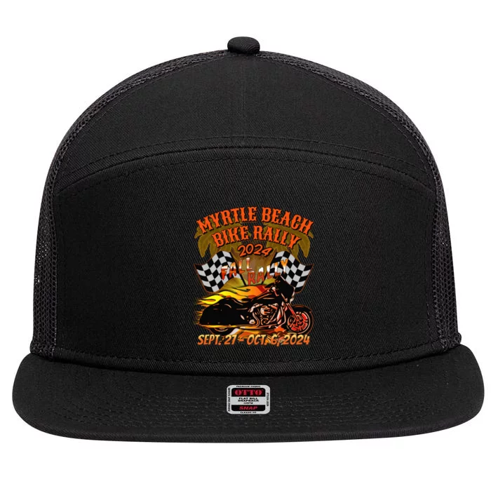 2024 Fall Myrtle Beach Bike Rally Vintage Art Back 7 Panel Mesh Trucker Snapback Hat