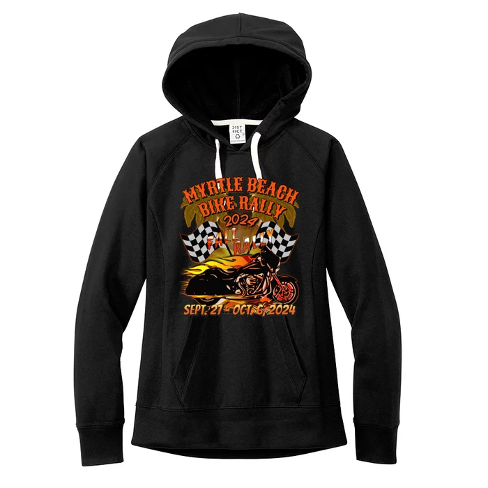 2024 Fall Myrtle Beach Bike Rally Vintage Art Back Women's Fleece Hoodie