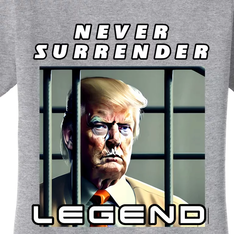 2 Finger Never Surrender Save America Legend Trump Mug Shot Women's T-Shirt