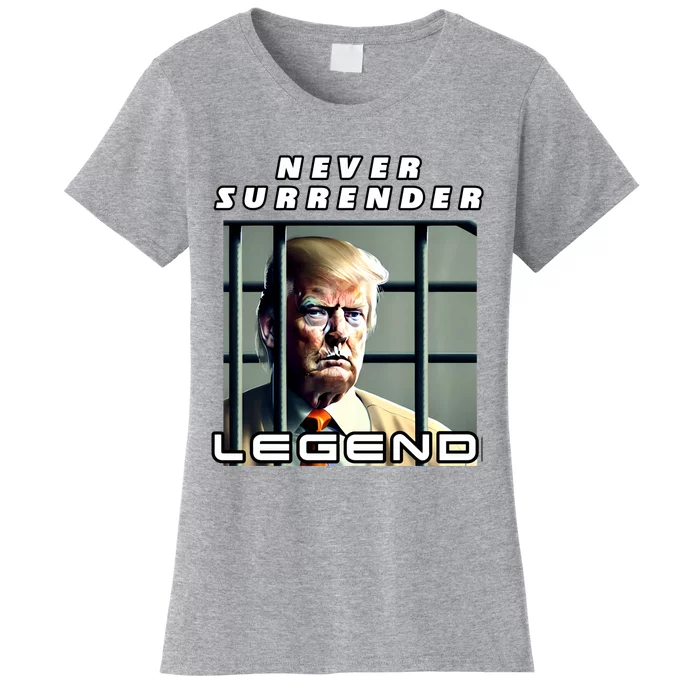 2 Finger Never Surrender Save America Legend Trump Mug Shot Women's T-Shirt